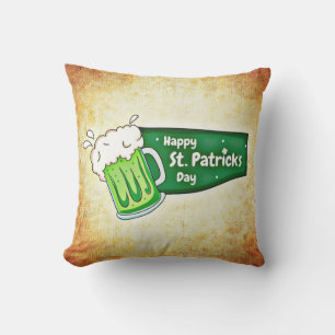 Happy St. Patrick's Day Green Beer Throw Pillow
