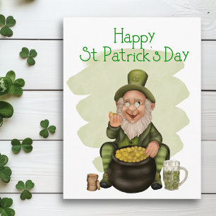 Happy St. Patrick's Day Green Leprechaun  Postcard