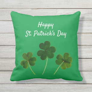 Happy St Patrick's Day Green Lucky Shamrocks Cushion