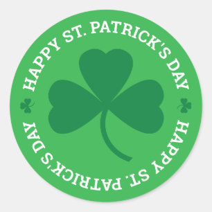 Happy St. Patrick's Day Green Shamrock Classic Round Sticker