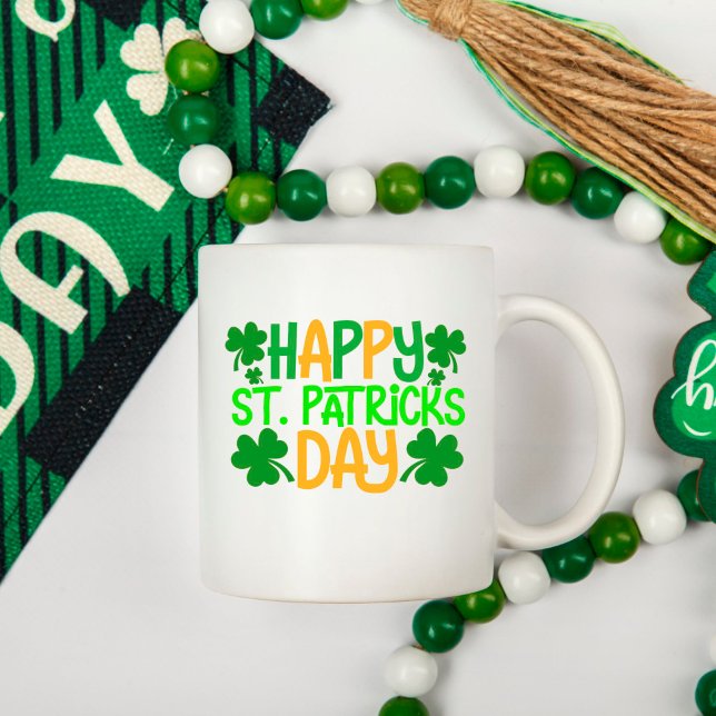 Happy St. Patrick's Day Green Shamrock Coffee Mug (Creator Uploaded)
