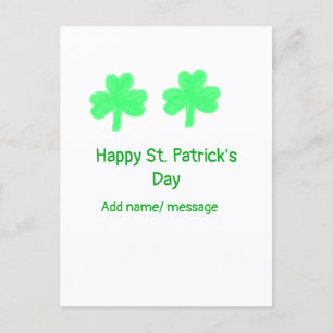 Happy St. Patrick's day green shamrock leaf add na Postcard
