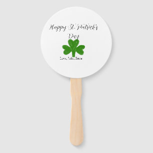 Happy St. Patrick's day green shamrock name Hand Fan