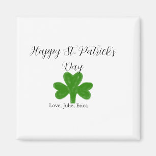 Happy St. Patrick's day green shamrock name Magnet