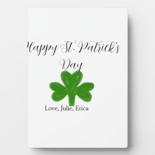 Happy St. Patrick's day green shamrock name Plaque