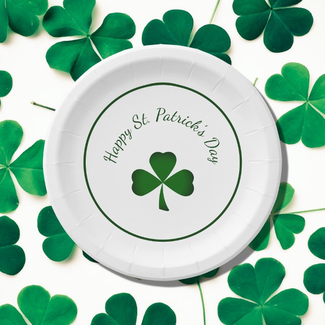 Happy St. Patrick's Day Green shamrock  Paper Plate (Creator Uploaded)