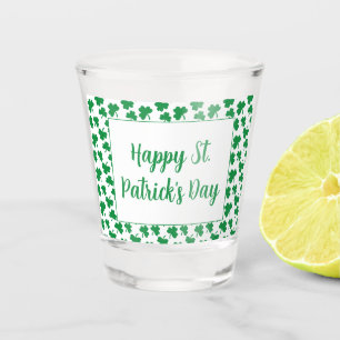 Happy St. Patricks Day green Shamrock pattern Shot Glass