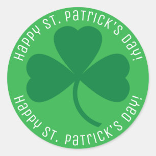 Happy St. Patrick's Day Green Shamrock Stickers