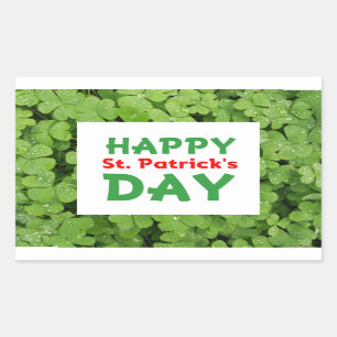 Happy St.Patrick's Day green shamrock stickers. Rectangular Sticker