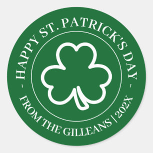 Happy St. patrick's day green Shamrocks family Classic Round Sticker