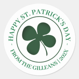 Happy St. patrick's day green Shamrocks family Classic Round Sticker
