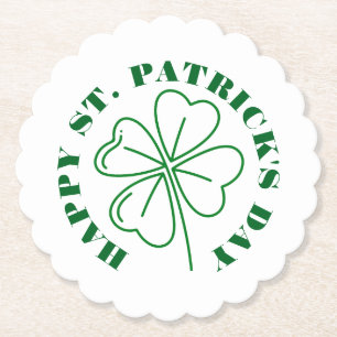 Happy St. patrick's day green Shamrocks family Paper Coaster