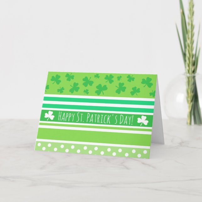 Happy St Patrick's Day Green Stripes Card (Front)