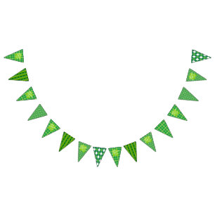 Happy St. Patrick's Day Green Tartan Lucky Clover Bunting