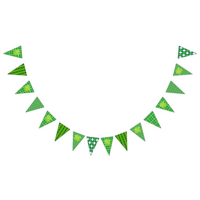 Happy St. Patrick's Day Green Tartan Lucky Clover Bunting (All)