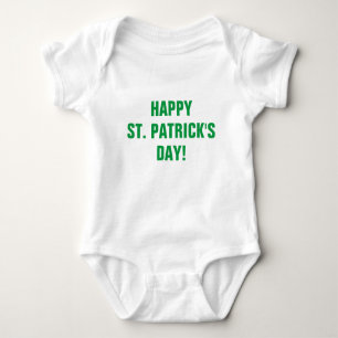 Happy St Patricks Day Green Typography Baby Bodysuit