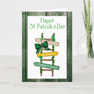 Happy St. Patrick's Day Green WoodPostcard  Holiday Card