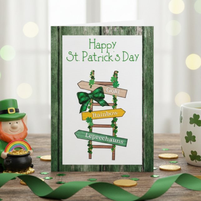 Happy St. Patrick's Day Green WoodPostcard  Holiday Card (Creator Uploaded)