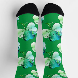 "Happy St. Patrick's Day" Hand-writte w/Shamrocks Socks