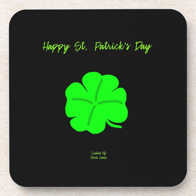 Happy St.  Patrick's Day Hard Plastic Coaster (Front)