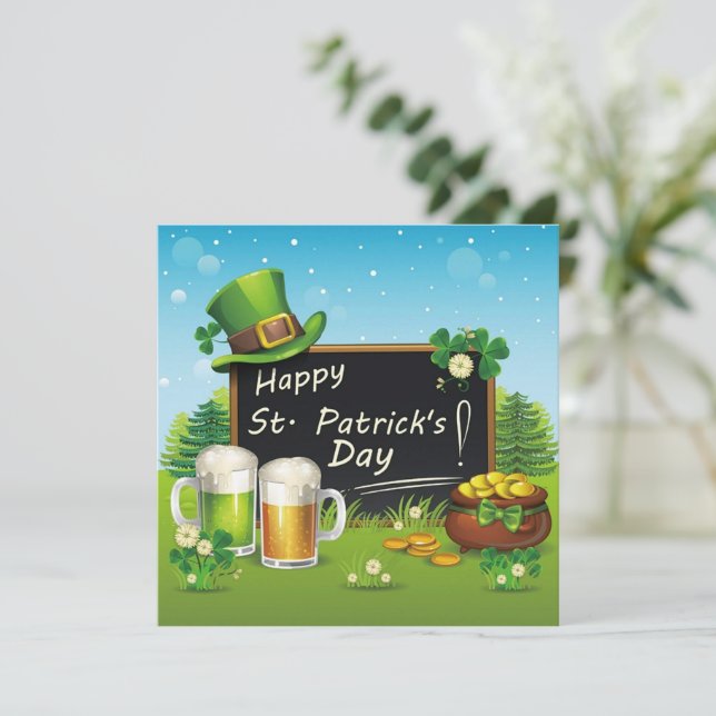 Happy St. Patrick's Day hat invitation (Standing Front)
