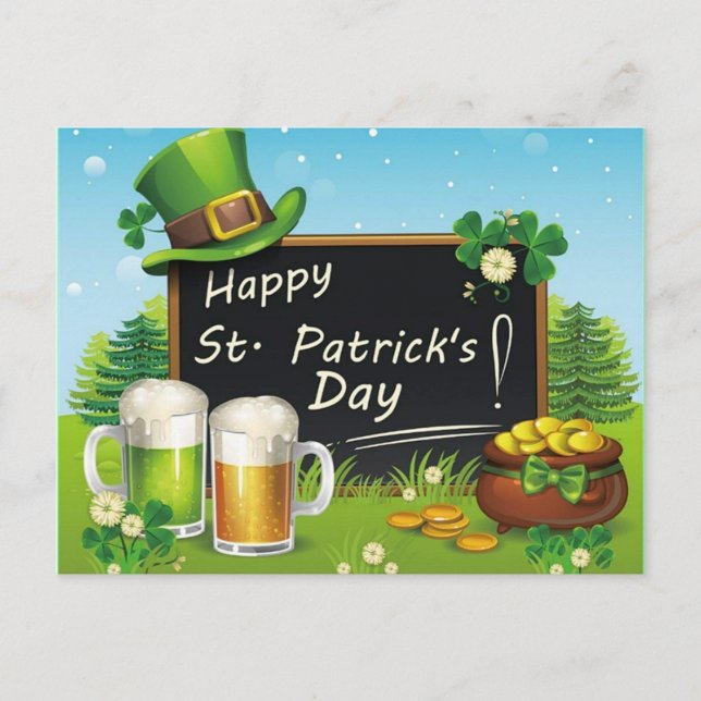 Happy St. Patrick's Day hat postcard (Front)