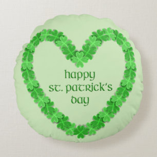 Happy St. Patricks Day Heart Round Cushion
