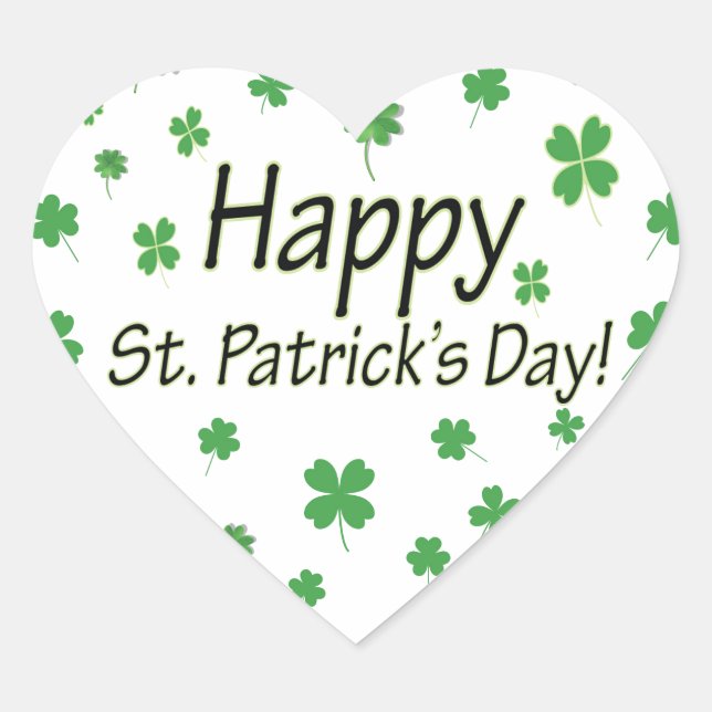 Happy St Patricks Day Heart Sticker (Front)