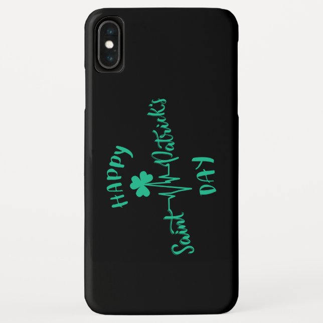 Happy St Patricks Day Heartbeat pulse Shamrock Case-Mate iPhone Case (Back)