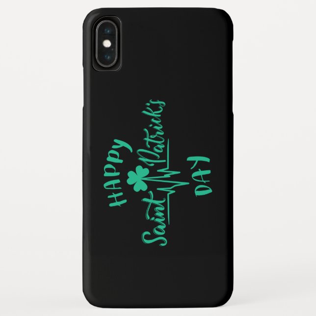 Happy St Patricks Day Heartbeat pulse Shamrock Case-Mate iPhone Case (Back)