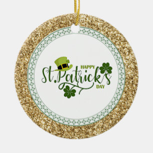 Happy St. Patrick's Day, holiday design, Ceramic Ornament