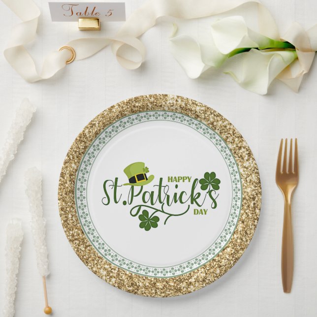 Happy St. Patrick's Day, holiday design, Paper Plate (Wedding)