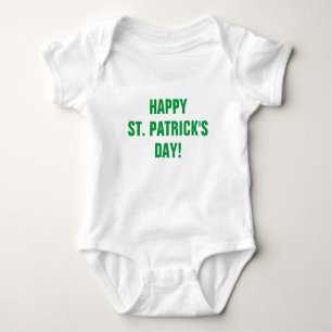 Happy St Patricks Day in Green Typography T-Shirt Baby Bodysuit