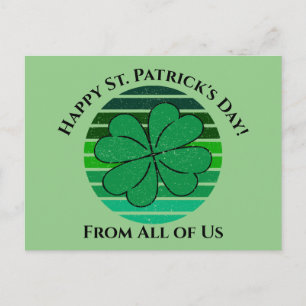 Happy St. Patrick's Day Irish 4 Leaf Clover Postcard