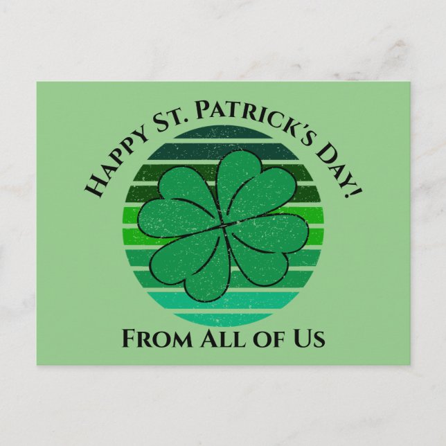 Happy St. Patrick's Day Irish 4 Leaf Clover Postcard (Front)