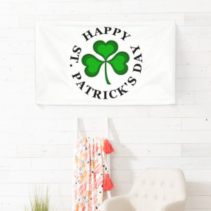 HAPPY ST. PATRICK'S DAY Irish Clover Shamrock Banner