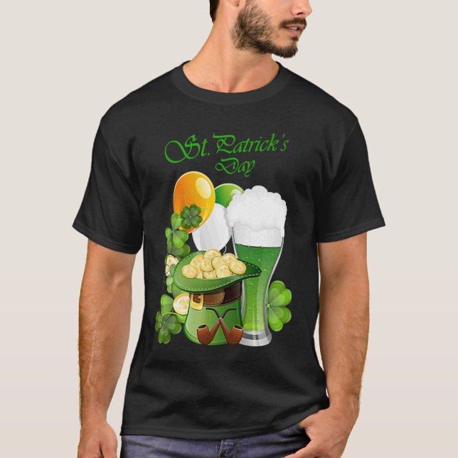 Happy St Patrick's Day Irish Drinking Team T-Shirt (Front)