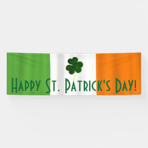 Happy St. Patrick's Day Irish Flag Shamrock Banner