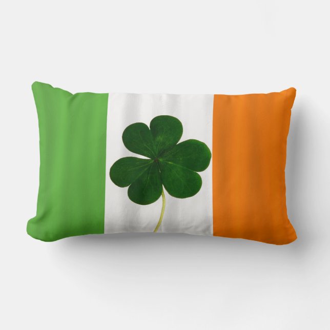 Happy St. Patrick's Day Irish Flag Shamrock Clover Lumbar Cushion (Front)