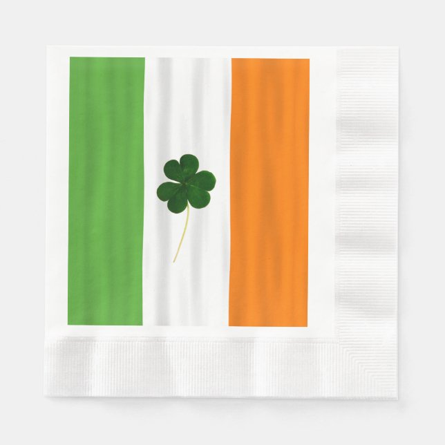 Happy St. Patrick's Day Irish Flag Shamrock Paddy Napkin (Front)