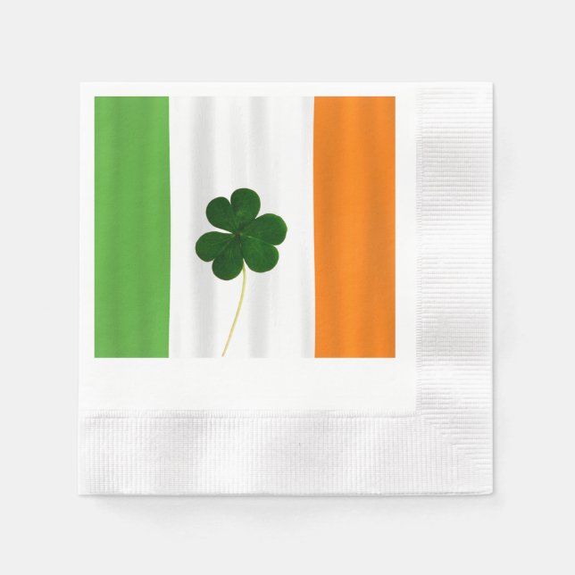 Happy St. Patrick's Day Irish Flag Shamrock Paddy Napkin (Front)