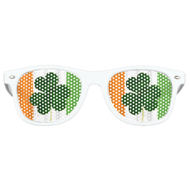 Happy St. Patrick's Day Irish Flag Shamrock Paddy Retro Sunglasses (Front)