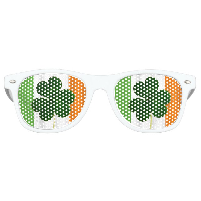 Happy St. Patrick's Day Irish Flag Shamrock Paddy Retro Sunglasses (Front)