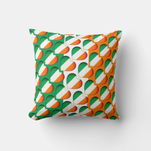 Happy St. Patrick's Day Irish Hearts Flag Cushion