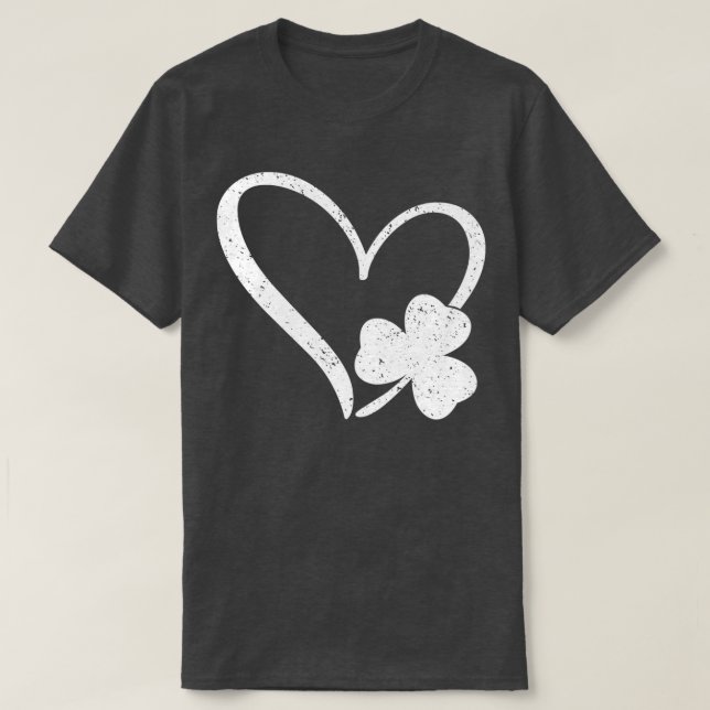 Happy St Patrick's Day Irish Shamrock Heart  T-Shirt (Design Front)