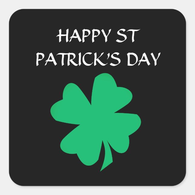 Happy St Patrick's Day Irish Shamrock Leaf 2024 Square Sticker (Front)