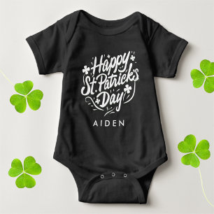 Happy St Patricks Day Irish Shamrock Personalised Baby Bodysuit
