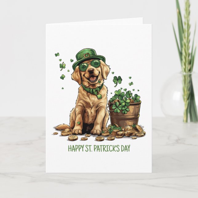Happy St. Patrick's Day Labrador Retriever Dog Holiday Card (Front)