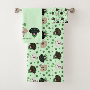 Happy St Patricks Day Labrador Retriever Dogs Bath Towel Set