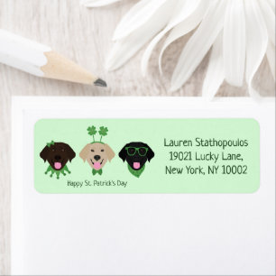 Happy St Patricks Day Labrador Retriever Dogs Return Address Label
